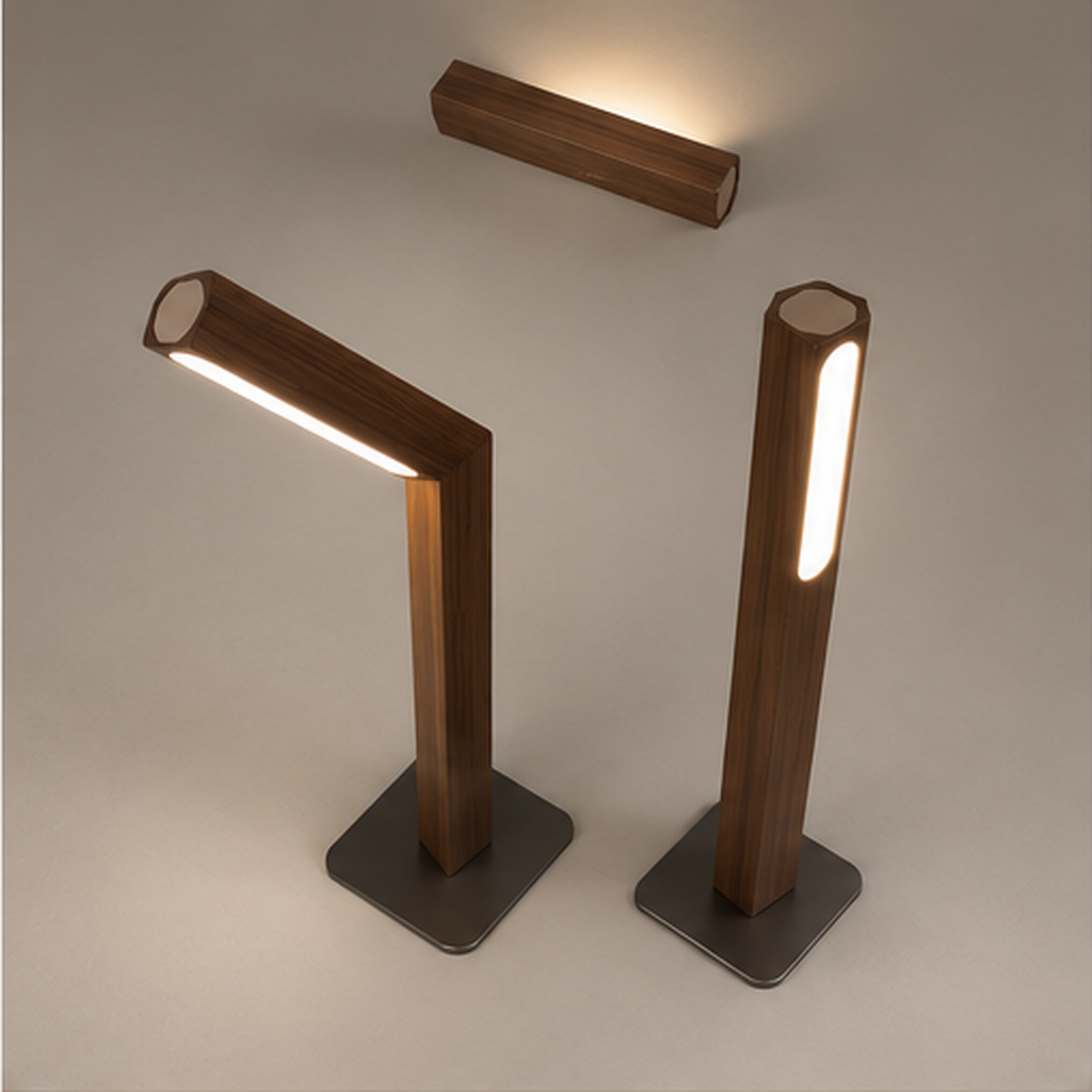 Nordische lineare LED-Leuchte aus Holz – Akzentbeleuchtung für Boden und Wand
